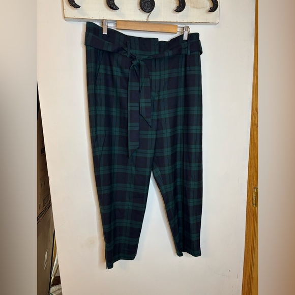 Talbots Black Watch Tie Waist Wool Blend Tartan Ankle Pants - Picture 2 of 8